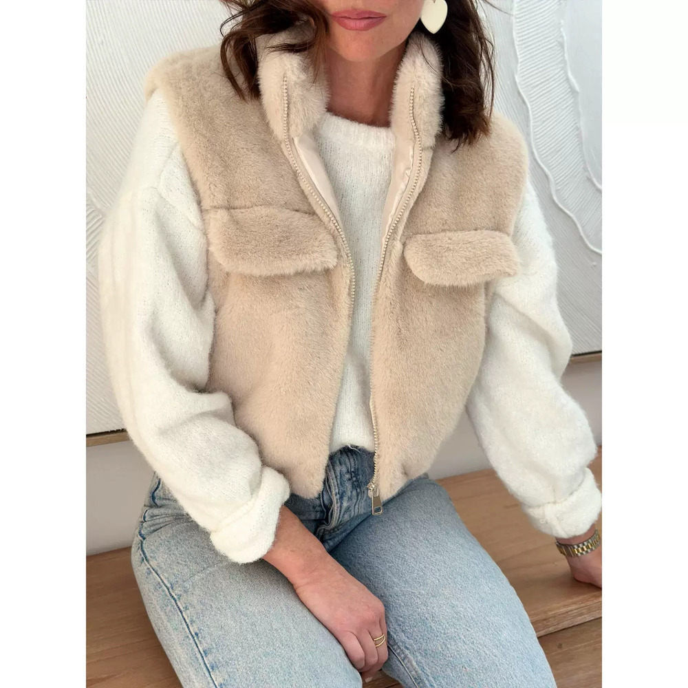 Zara Warm Stand Collar Sherpa Jacket Fall Winter